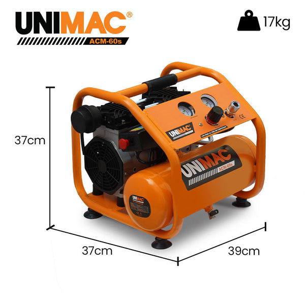 Unimac 1.5Hp 6L Silent Oil Free Portable Electric Air Compressor For Airtools Tyre Inflation Air Compressors