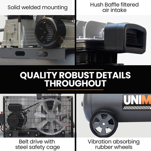 Unimac 70L 2.2Kw Commercial Air Compressor 280L/Min 116Psi Brushless Motor Certified Tank Long Service Life Air Compressors