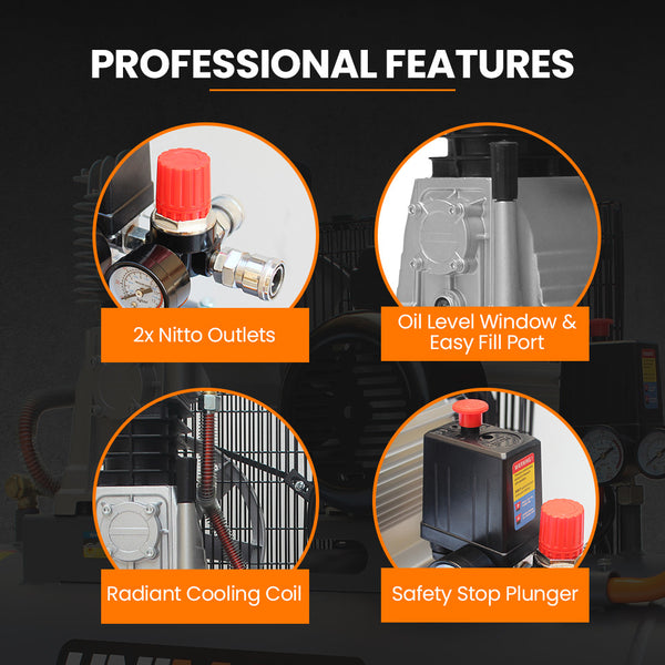 Unimac 70L 2.2Kw Commercial Air Compressor 280L/Min 116Psi Brushless Motor Certified Tank Long Service Life Air Compressors