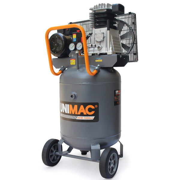 Unimac 100L 2.6Kw Industrial Air Compressor 370L/Min 116Psi Brushless Motor Long Service Life Certified Vertical Tank 15A Plug Air Compressors