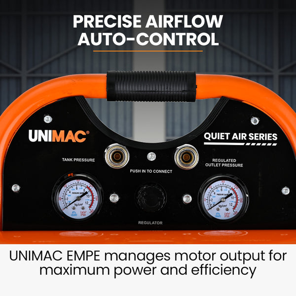 Unimac 20L Twin Tank Air Compressor 116Psi Portable Silent Oil Free Electric For Airtools Tyre Inflation Air Compressors
