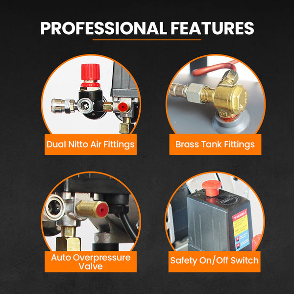 Unimac 50L 3.0Hp Silent Oil Free Electric Air Compressor Portable Twin Nitto Outlets Air Compressors