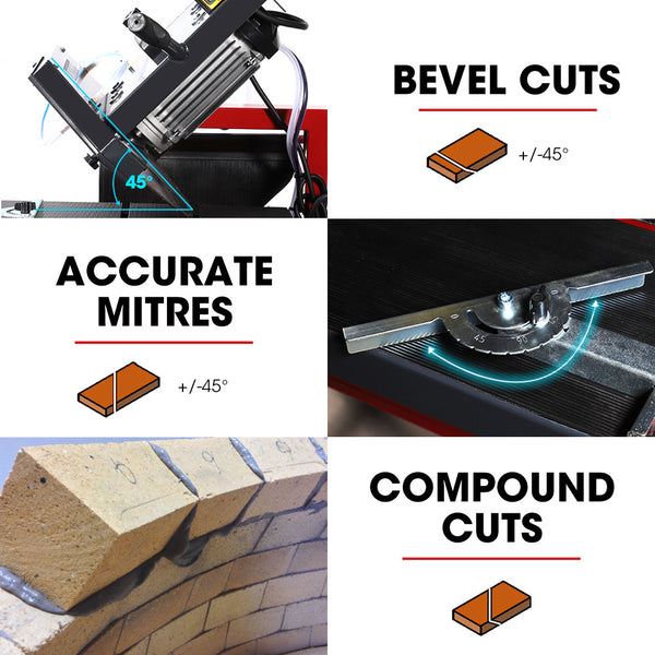 Baumr Ag 2000W 350Mm 14' Brick & Masonry Table Saw Electric Tile Concrete Cutting With Stand Table Saws