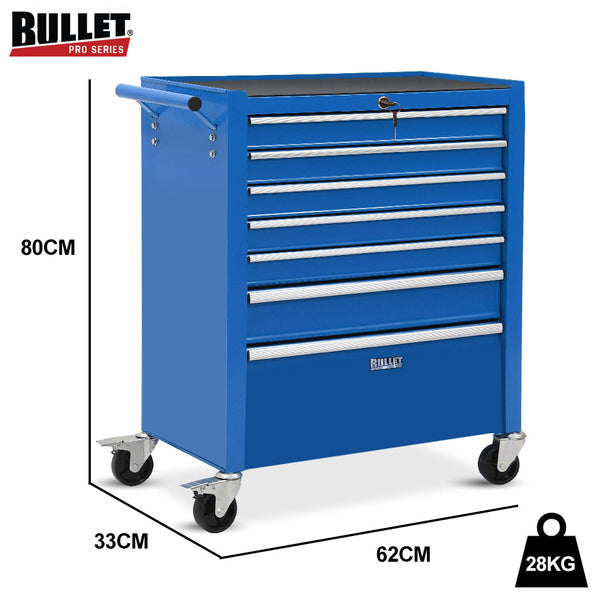 Pro 7 Drawer Tool Box Cabinet Trolley Storage Toolbox Garage Organiser Set Blue Tool Boxes