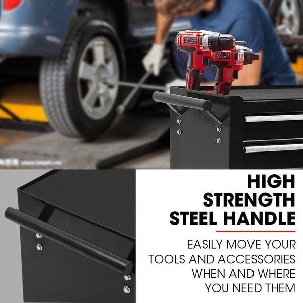 Bullet Pro 7 Drawer Tool Box Cabinet Trolley Storage Toolbox Garage Organiser Set Black Tool Boxes