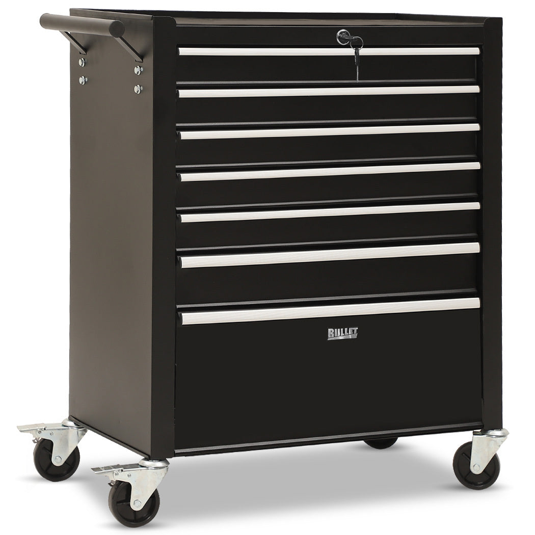 Bullet Pro 7 Drawer Tool Box Cabinet Trolley Storage Toolbox Garage Organiser Set Black Tool Boxes