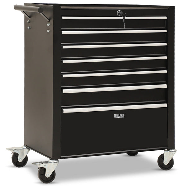 Bullet Pro 7 Drawer Tool Box Cabinet Trolley Storage Toolbox Garage Organiser Set Black Tool Boxes