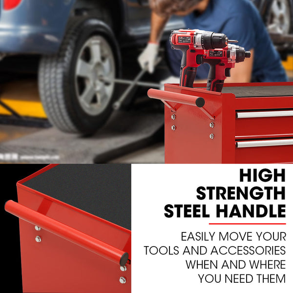 Bullet Pro 7 Drawer Tool Box Cabinet Trolley Storage Toolbox Garage Organiser Set Red Tool Boxes