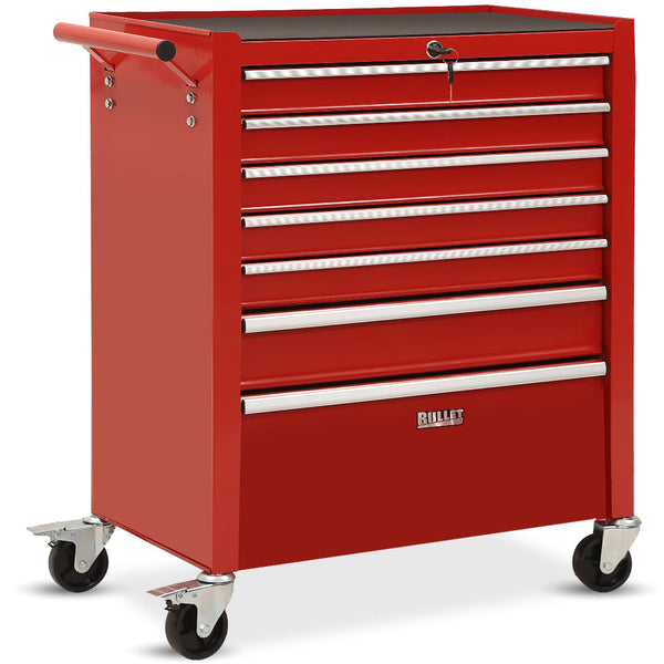 Bullet Pro 7 Drawer Tool Box Cabinet Trolley Storage Toolbox Garage Organiser Set Red Tool Boxes