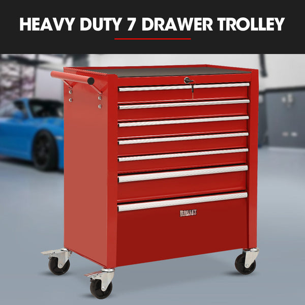 Bullet Pro 7 Drawer Tool Box Cabinet Trolley Storage Toolbox Garage Organiser Set Red Tool Boxes