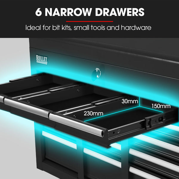 Bullet Pro 9 Drawer Tool Box Chest Organiser Mechanic Garage Storage Toolbox Set Black Tool Boxes