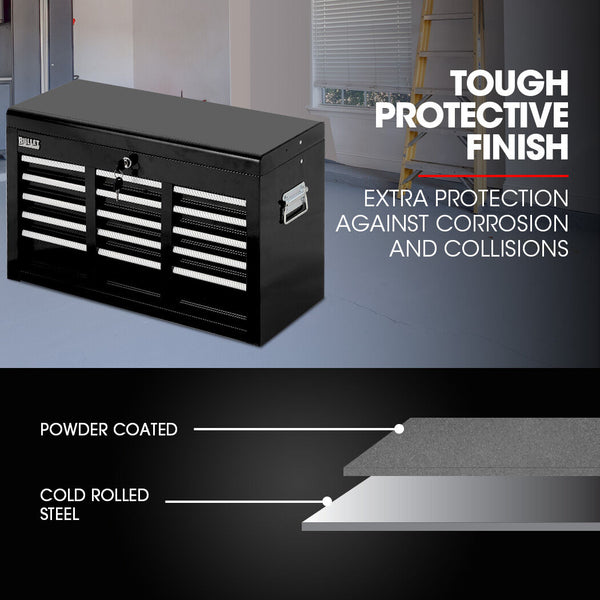 Bullet Pro 9 Drawer Tool Box Chest Organiser Mechanic Garage Storage Toolbox Set Black Tool Boxes