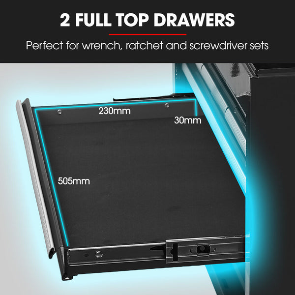 Pro 9 Drawer Tool Box Chest Organiser Mechanic Garage Storage Toolbox Set Black Tool Boxes