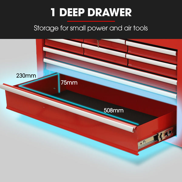 Bullet Pro 9 Drawer Tool Box Chest Organiser Mechanic Garage Storage Toolbox Set Red Tool Boxes