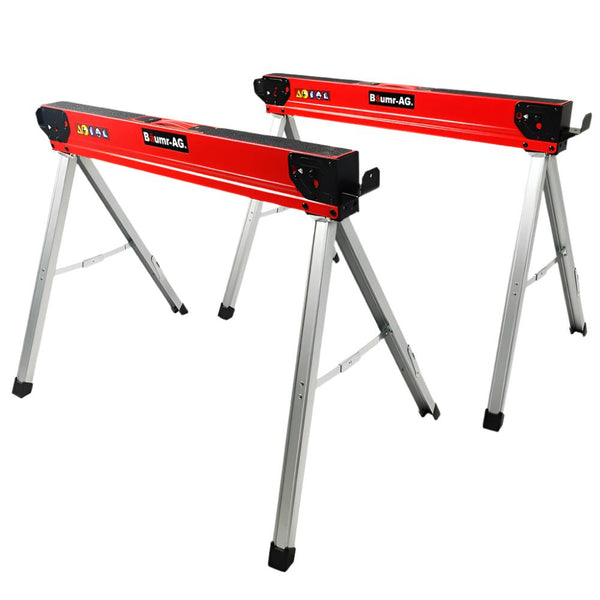 Baumr Ag 2 X Steel Sawhorses 1000Kg Capacity Folding 2X4 Support Arms Jacks Stands & Sawhorses