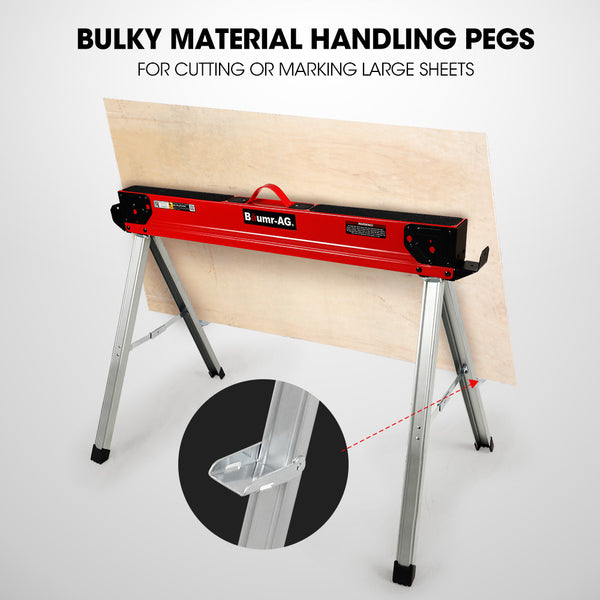 Baumr Ag 2 X Steel Sawhorses 1000Kg Capacity Folding 2X4 Support Arms Jacks Stands & Sawhorses