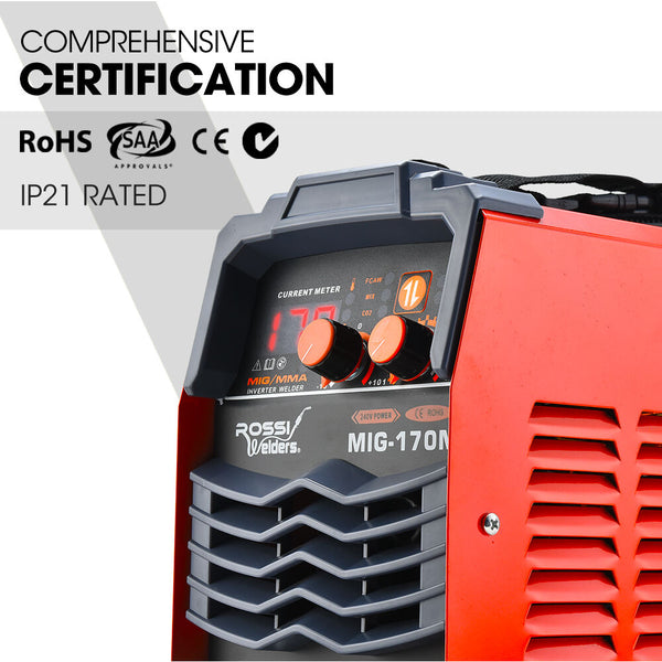 Rossi 170 Amp Portable Inverter Mig Stick Arc Welder With Carry Case & Accessories Inverter Welders