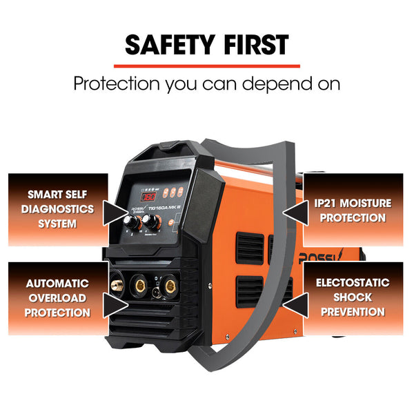 Rossi 160 Amp Inverter Welder Tig Arc Stick Ac/Dc With Accessories (15A Plug) Inverter Welders