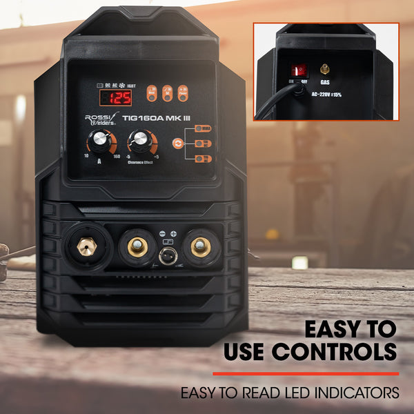 Rossi 160 Amp Inverter Welder Tig Arc Stick Ac/Dc With Accessories (15A Plug) Inverter Welders