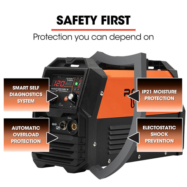 Rossi 120 Amp Portable Inverter Mma Mag Gasless Lift Arc Welder Inverter Welders