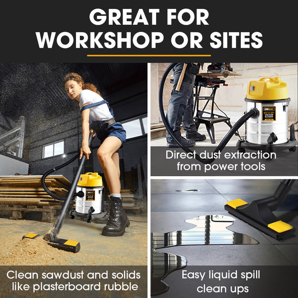 Unimac 20L 1400W Wet And Dry Vacuum Cleaner With Blower For Car Workshop Carpet Vacuum Cleaners