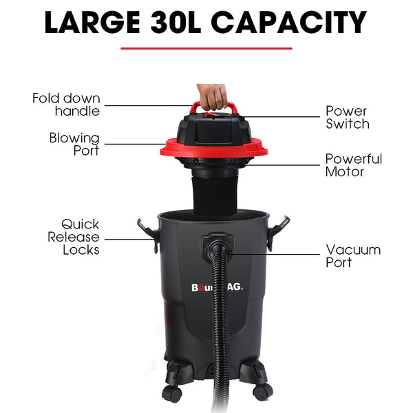 Baumr Ag 30L 1200W Wet And Dry Vacuum Cleaner With Blower For Car Workshop Carpet Vacuum Cleaners