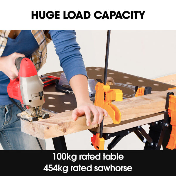 Baumr Ag Multifunction Workbench 2 In 1 Worktable And Sawhorse Height Expandable Work Benches