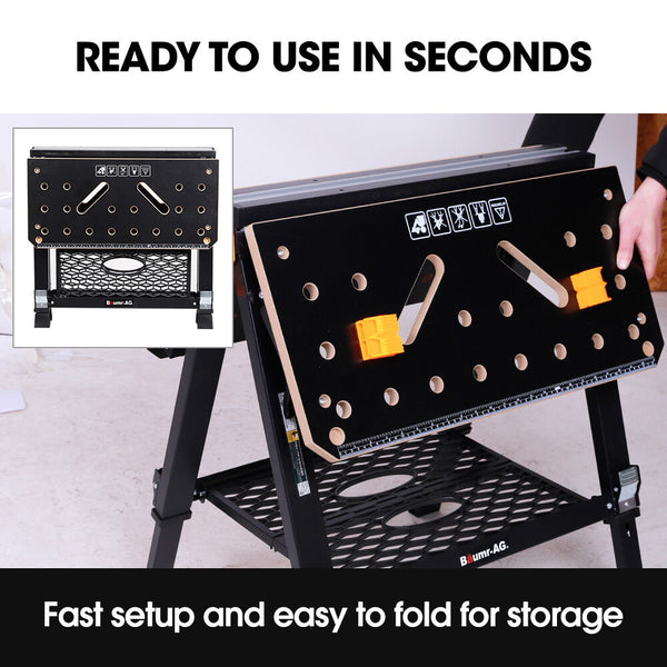 Baumr Ag Multifunction Workbench 2 In 1 Worktable And Sawhorse Height Expandable Work Benches