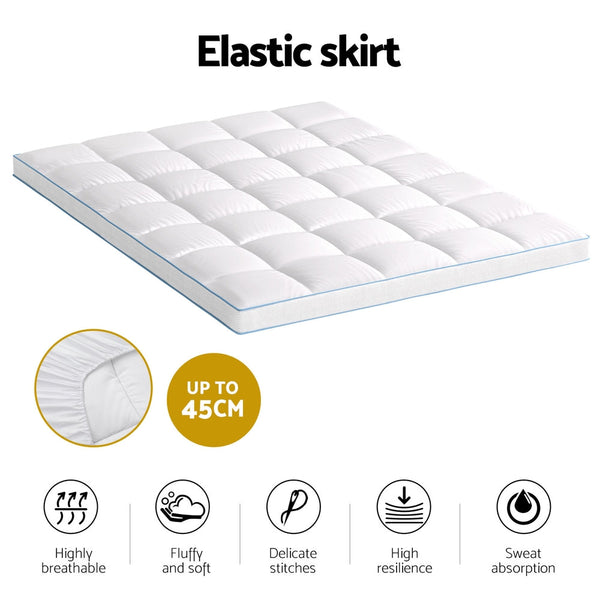 Giselle Mattress Topper Pillowtop Bamboo 10Cm Queen Mattresses