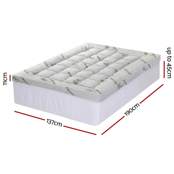 Giselle Mattress Topper 11Cm Pillowtop Toppers Bamboo Double Mattress Toppers & Protectors