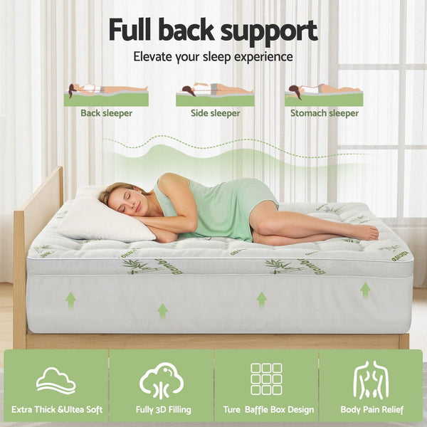 Giselle Mattress Topper 11Cm Pillowtop Toppers Bamboo Double Mattress Toppers & Protectors