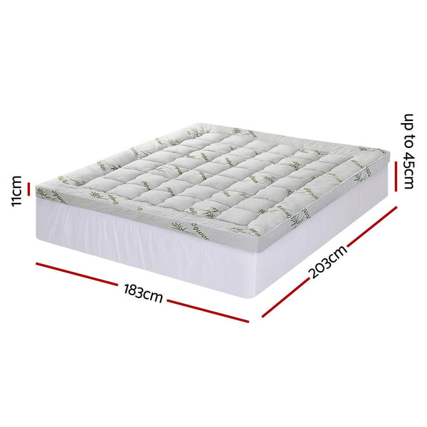 Giselle Mattress Topper 11Cm Pillowtop Toppers Bamboo King Mattress Toppers & Protectors