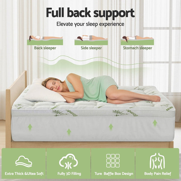 Giselle Mattress Topper 11Cm Pillowtop Toppers Bamboo Single Mattress Toppers & Protectors