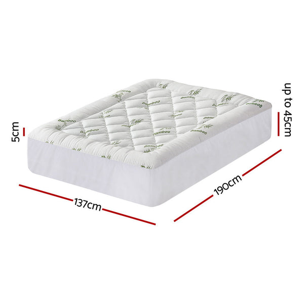 Giselle Mattress Topper 5Cm Pillowtop Toppers Bamboo Double Mattress Toppers & Protectors