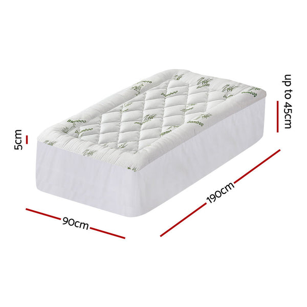 Giselle Mattress Topper 5Cm Pillowtop Toppers Bamboo Single Mattress Toppers & Protectors