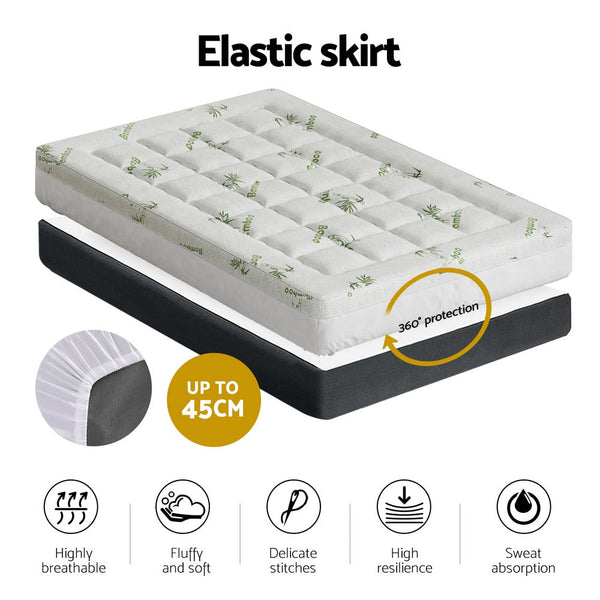 Giselle Mattress Topper Pillowtop Bamboo 7.5Cm King Single Mattress Toppers & Protectors