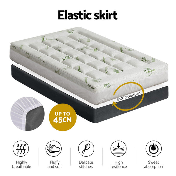 Giselle Mattress Topper Pillowtop Bamboo 7.5Cm Single Mattress Toppers & Protectors