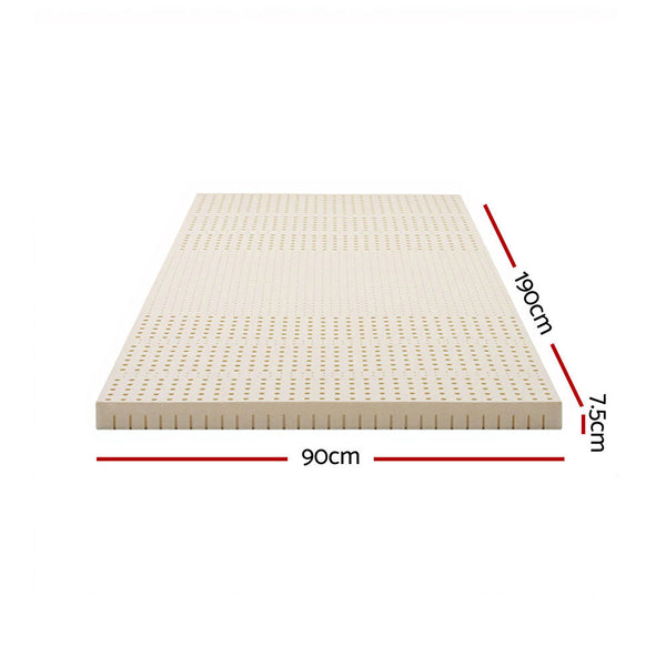 Giselle Bedding Latex Mattress Topper 7.5Cm Single Mattress Toppers & Protectors