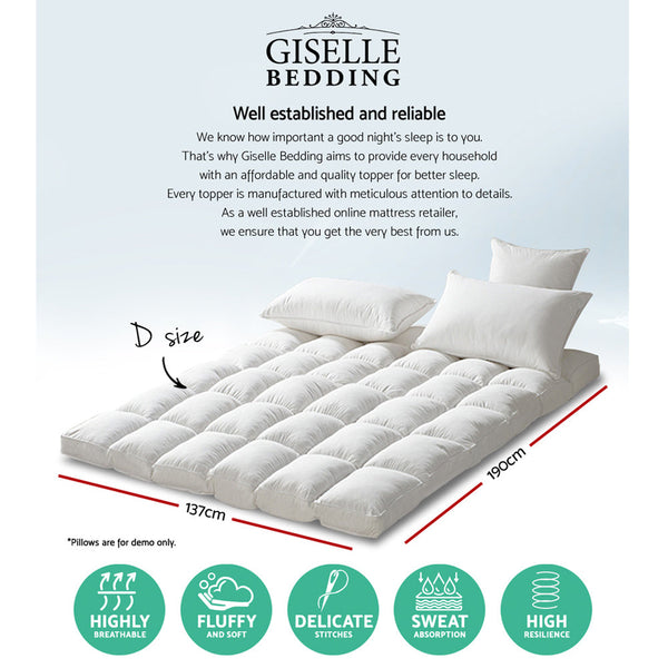 Giselle Mattress Topper Pillowtop Protector Pad Double Mattress Toppers & Protectors
