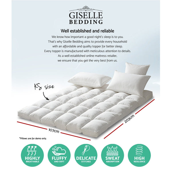 Giselle Mattress Topper Pillowtop Protector Pad King Single Mattress Toppers & Protectors