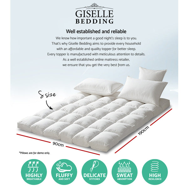 Giselle Mattress Topper Pillowtop Protector Pad Single Mattress Toppers & Protectors