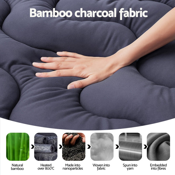 Giselle 5Cm Mattress Topper Pillowtop Toppers Bamboo Charcoal Double Mattress Toppers & Protectors