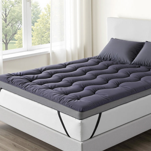 Giselle 5Cm Mattress Topper Pillowtop Toppers Bamboo Charcoal Double Mattress Toppers & Protectors