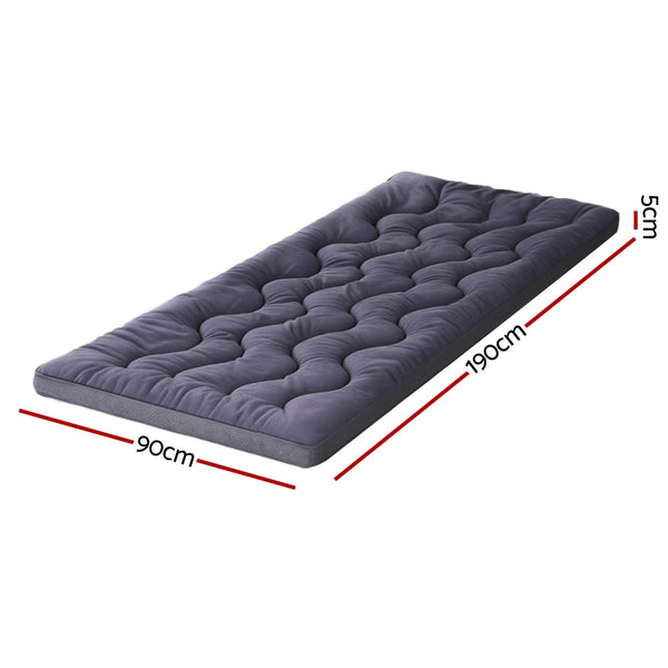 Giselle 5Cm Mattress Topper Pillowtop Toppers Bamboo Charcoal Single Mattress Toppers & Protectors
