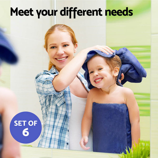 6 Pack Bath Towels Set Cotton Navy Towels & Washcloths