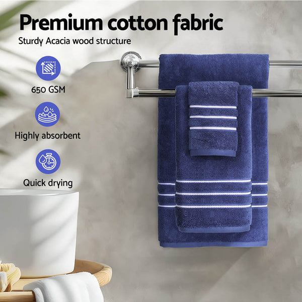 6 Pack Bath Towels Set Cotton Navy Towels & Washcloths