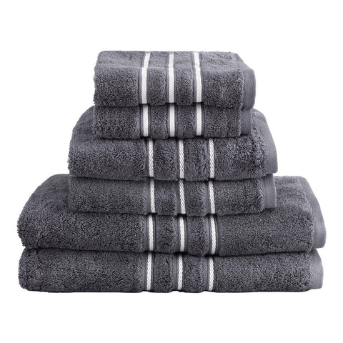6 Pack Bath Towels Set Cotton Towel Grey Towels & Washcloths