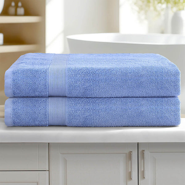 2 Pack Bath Sheets Set Cotton Extra Large Towel Blue Towels & Washcloths