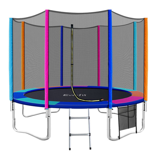 Everfit 12Ft Trampoline For Kids W/ Ladder Enclosure Safety Net Pad Gift Round Trampolines