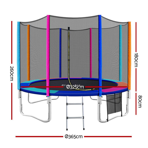Everfit 12Ft Trampoline For Kids W/ Ladder Enclosure Safety Net Pad Gift Round Trampolines